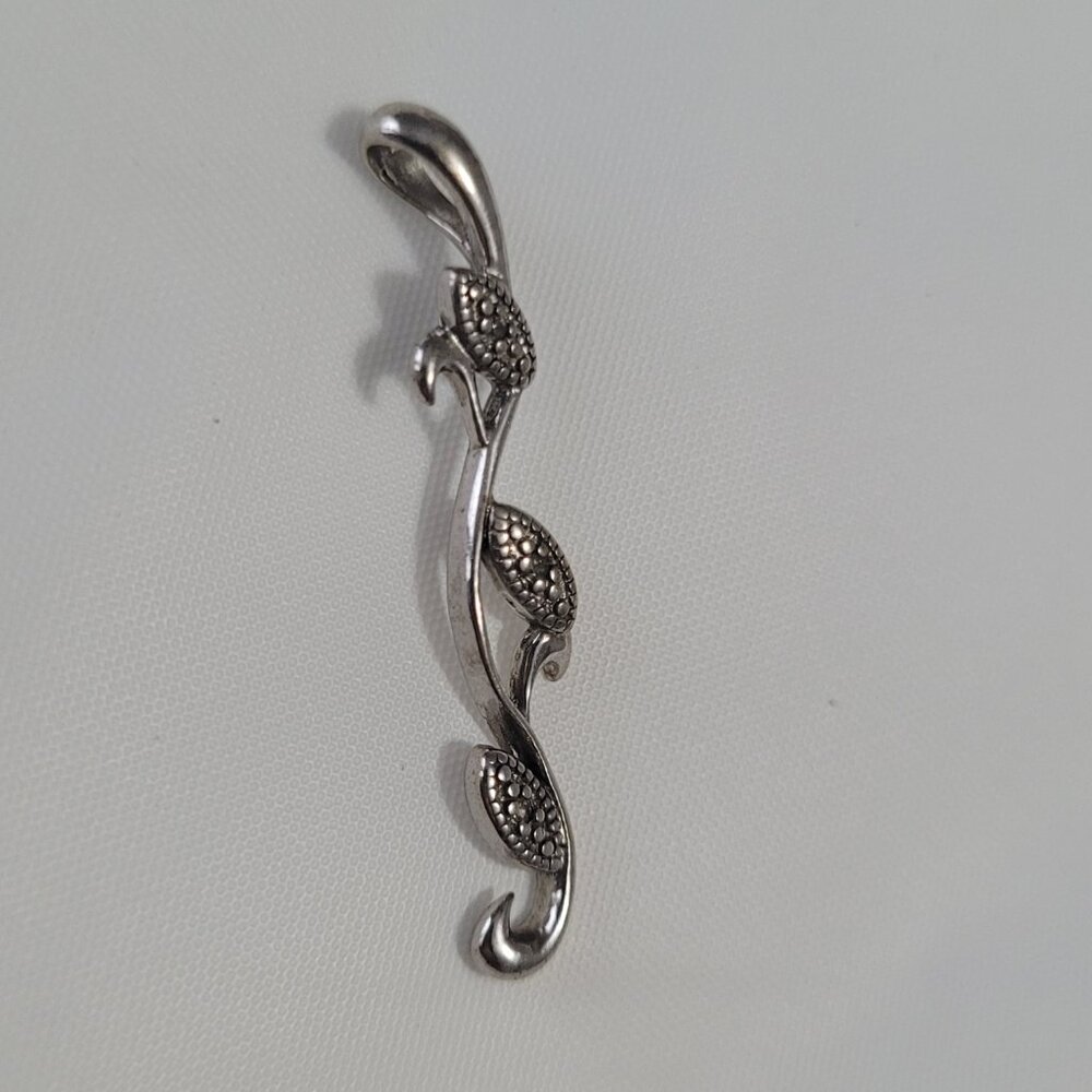 Diamond Sterling Silver Leaf Pendant - Picture 9 of 11